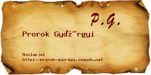 Prorok Györgyi névjegykártya